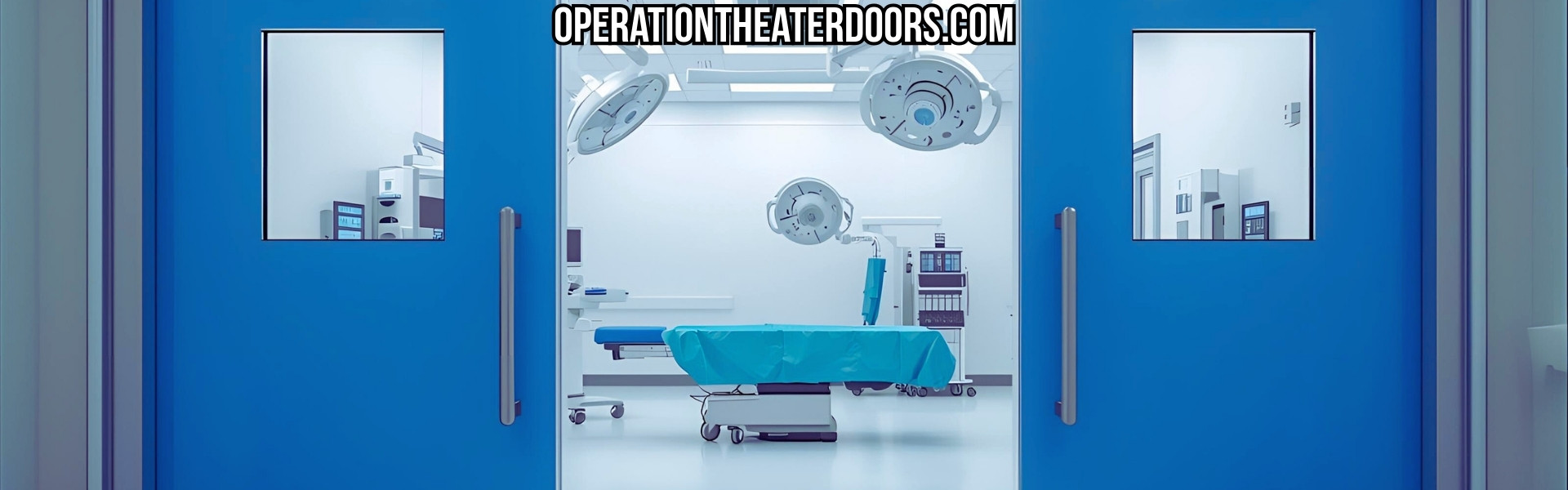 Modern ICU setup with cleanroom doors and monitoring equipment